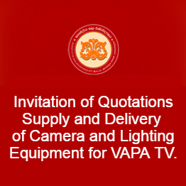 Invitation of Quotations for Supply and Delivery of Camera & Lighting Equipment for VAPA TV