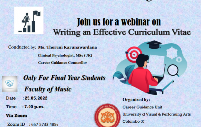 Career Guidance Webinar for Final Year – Faculty of Music