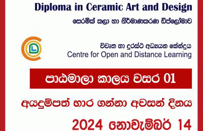 Diploma in Ceramic Art and Design (Online) – 2024/2025 – CODL