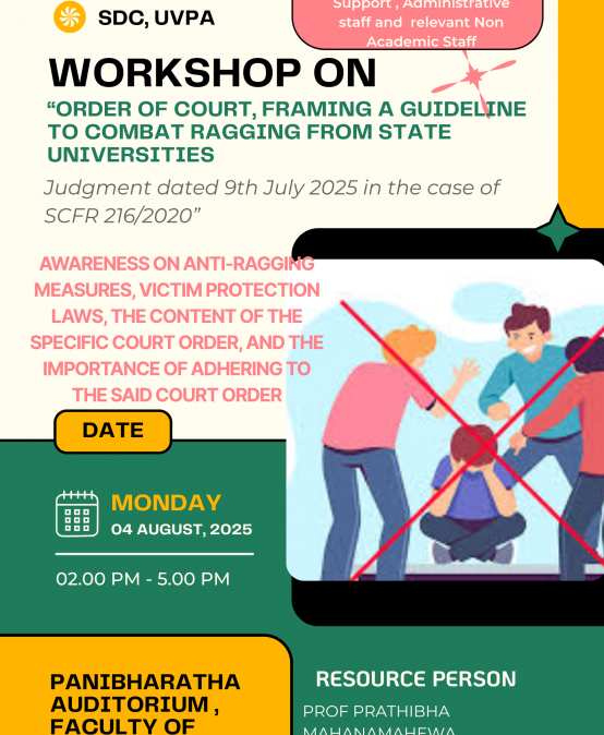 Workshop on, Order of Court, framing a guideline to combat ragging from state universities